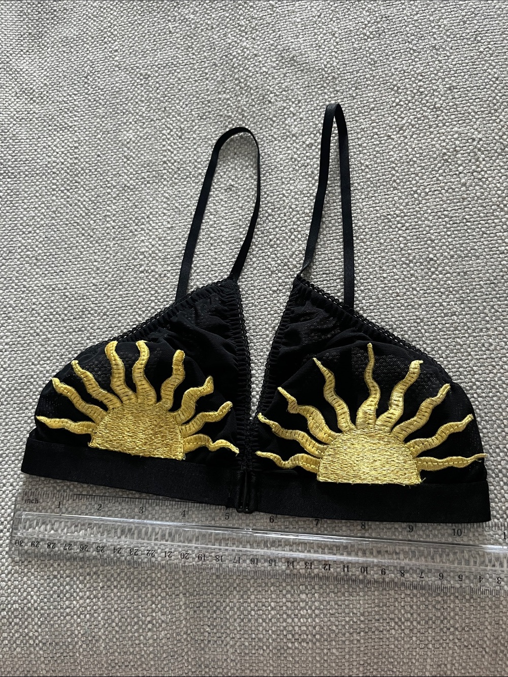 Nasty Gal Celestial Sun Mesh Bra Embroidered Black Bralet XS - Picture 8 of 12